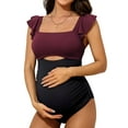 thumbnail image 3 of Sociala Square Neck Maternity Bathing Suit Cutout Modest One Piece Pregnancy Swimsuit, 3 of 6