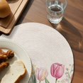 thumbnail image 3 of Spring Floral Round Placemats Set of 4 for Dinning Tables,Heat-proof Braided Table Mats 13 Inch,Pink Tulip Summer Botanical Rustic Washable Place Mat for Kitchen Restaurant Party Decor Table Setting, 3 of 9