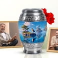 thumbnail image 6 of JAGASY Sparrow Funeral Urns for Adult Male Ashes, 10 Inch Large Floating Island Urn for Human Ashes Adult Female, 3 Inch Blue Keepsake Cremation Urns, Combo 1 Large & 4 Small, 6 of 7