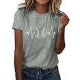 thumbnail image 1 of adviicd T-Shirt Basique pour Femmes T-Shirt d'Été Imprimé Drôle Mignon Graphique Hauts Gris,G, 1 of 5
