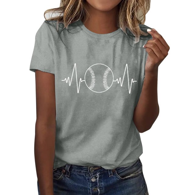 adviicd T-Shirt Basique pour Femmes T-Shirt d'Été Imprimé Drôle Mignon Graphique Hauts Gris,G