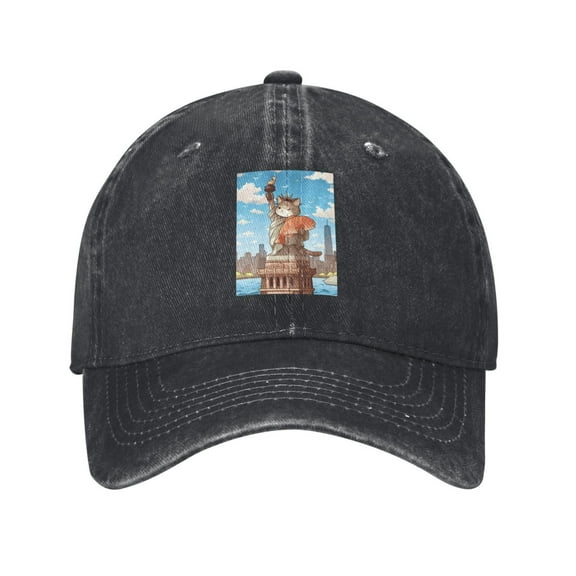 Funny Cat Statue Of Liberty Baseball Cap Men'S Women'S Fashion Hat Vintage Adjustable Unisex Casquette