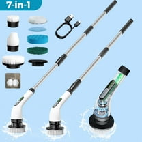 FVLOENG Cleaning Brush Electric Spin Scrubber, Cordless Shower Scrubber with 7 Replaceable Brush Heads, Adjustable Extension Handle , 2 Speeds for Bathroom Power Shower, Tub, Tile, Floor