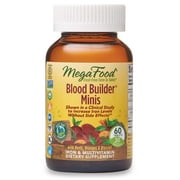 MegaFood, Blood Builder Minis, Daily Iron Supplement and Multivitamin, Supports Energy and Red Blood Cell Production Without Nausea or Constipation, Gluten-Free, Vegan, 60 Tablets