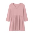 thumbnail image 5 of IUYRTFE Women V Neck 3/4 Sleeve Pleated Tunic Top with Pockets for Casual Daily Wear, 5 of 8
