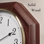 Light Wood Regulator Pendulum Wall Clock - Octagonal Wooden Frame, Roman