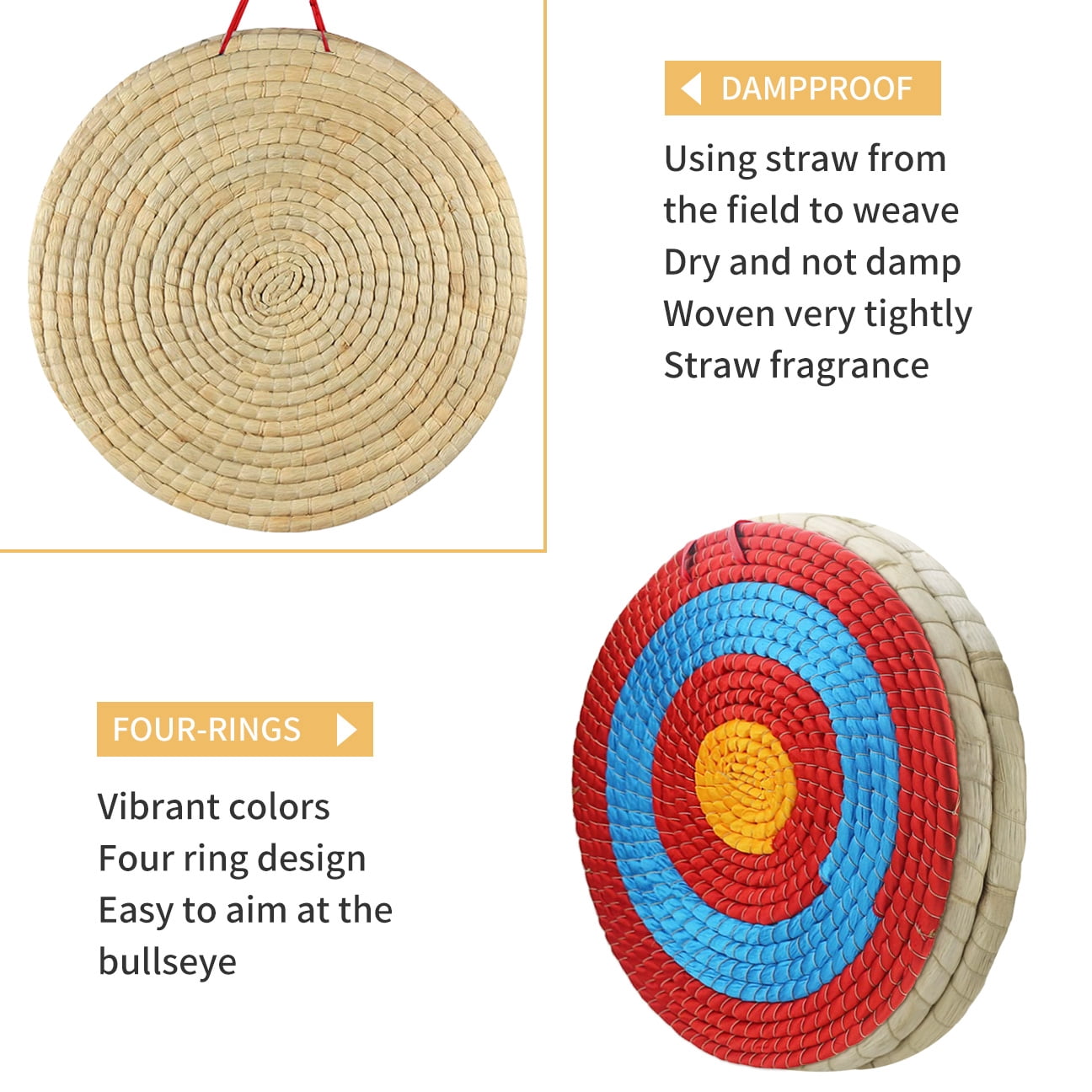 Zeronic Hand-Made Solid Straw Archery Target Durable Bow and Arrow Round Target for Youth Backyard Outdoor Shooting Practice