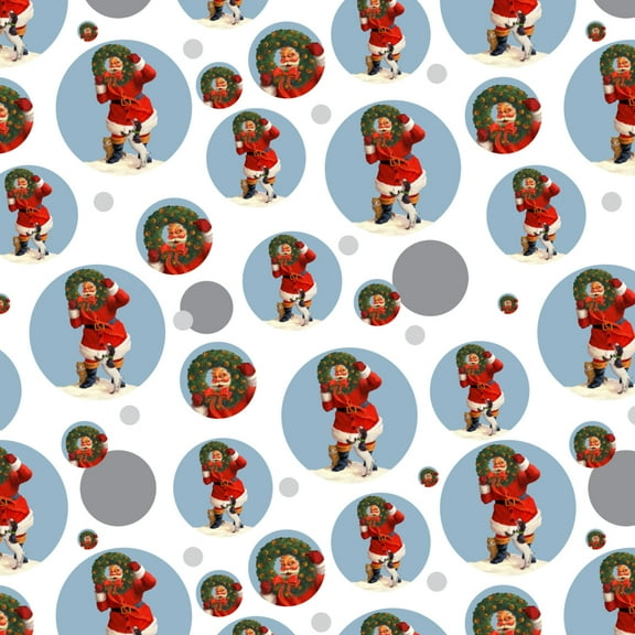 Christmas Holiday Santa Claus with Dog Cat Wreath Premium Gift Wrap Wrapping Paper Roll