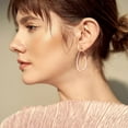 thumbnail image 2 of 14k Gold Plated Lightweight Teardrop Hoop Earrings for Women - High Polished Large Oval Pull Through Hoop Earrings, Statement Jewelry Gift for Women, 2 of 5