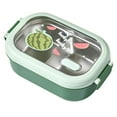 thumbnail image 1 of Bento Lunch Box Portable Safe Leakproof Divided Stainless Steel Thermal Lunch Box for Students School Office Green, 1 of 13