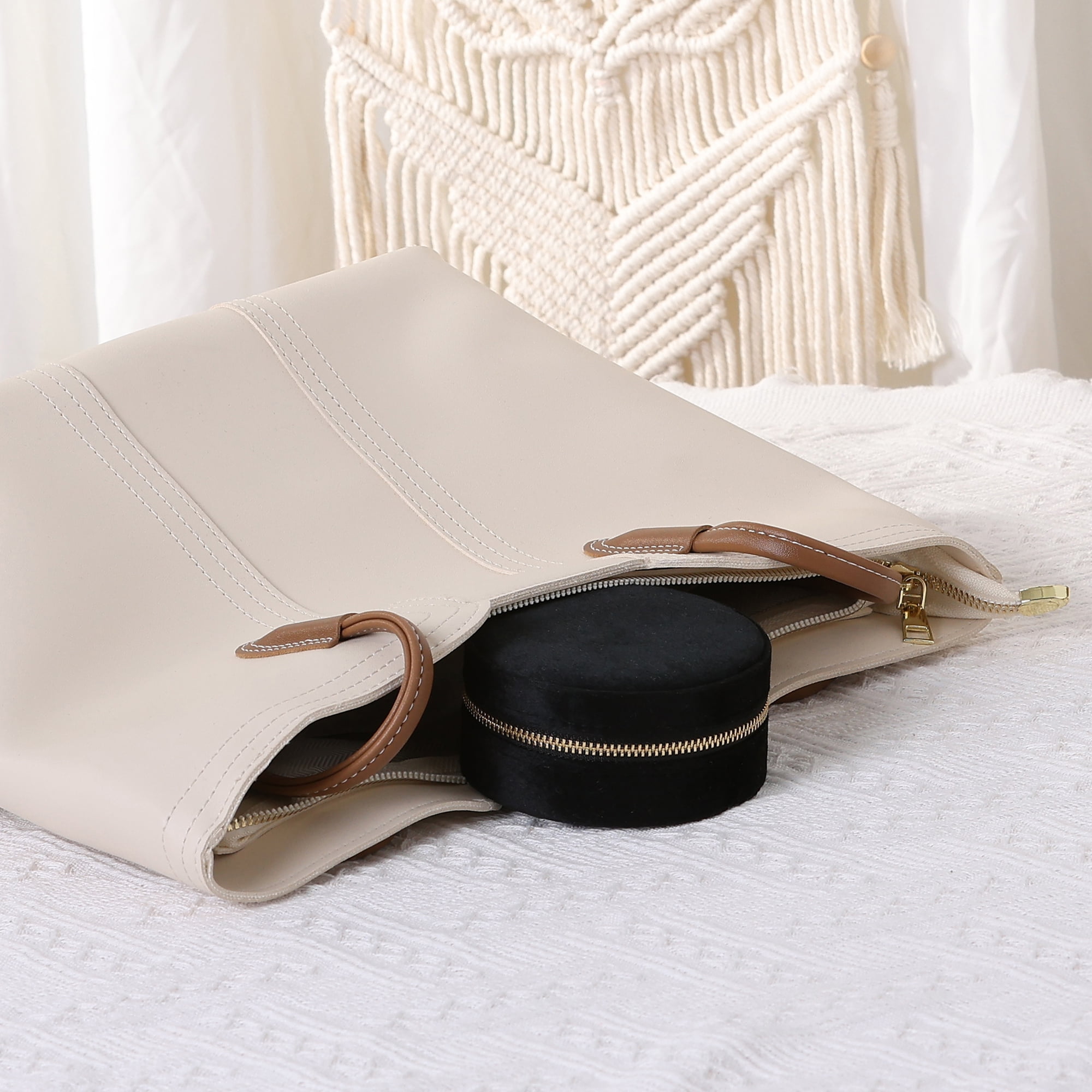 Unique Bargains Jewelry Box Small PU Leather Jewelry Organizer Case Storage Display Holder Black