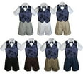 thumbnail image 1 of 4pc Set Boy Toddler Formal Navy Vest and Bow tie White Black Khaki Shorts S-4T, 1 of 2