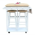 thumbnail image 5 of Ktaxon Kitchen Cart Island Rolling Home Dining Wooden Trolley Storage w/ 2 Stools, 5 of 11