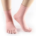 thumbnail image 3 of relayinert Chaussettes Hautes à Cinq Orteils en Coton Extensible Chaussettes de Sport Solides Roses 1ensemble, 3 of 5