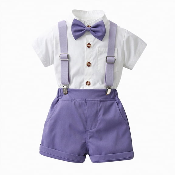 HCNTES Baby Girl Boy Toddler Kid Summer Outfits Sets Short Sleeve T-shirt Elastic Waist Shorts 2 Piece Short Set Summer Outfits For 2t 3t 4t 5t 6t 7t 8t Kids School Activities(H01-Purple,6-9 Months)