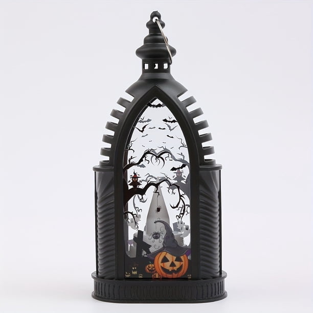 Farol de Calabaza Decorativo de Halloween con Luz Led | Lámpara de Bruja Esqueleto | Juego de 3 | Funciona con Pilas | 7,2 X 5,1 Cm
