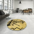 thumbnail image 3 of Ahgly Company Indoor Round Abstract Saffron Yellow Abstract Area Rugs, 3' Round, 3 of 6