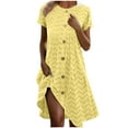 thumbnail image 1 of Mgmyaa Robe d'Été Décontractée à Manches Courtes avec Boutons pour Femmes Robe Midi de Plage Voyage Vacances, 1 of 3