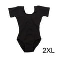 thumbnail image 3 of Tenue de Danse Ballet Extensible pour Enfants Combinaison Classique à Manches Courtes Col Rond Combinaison Douce Costume de Danse Justaucorps Noir 2TG, 3 of 9