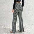 thumbnail image 4 of Fshinging Women Dress Pants Elegant Houndstooth Print High Waist Flare Wide Leg Plus Size Trousers, 4 of 7