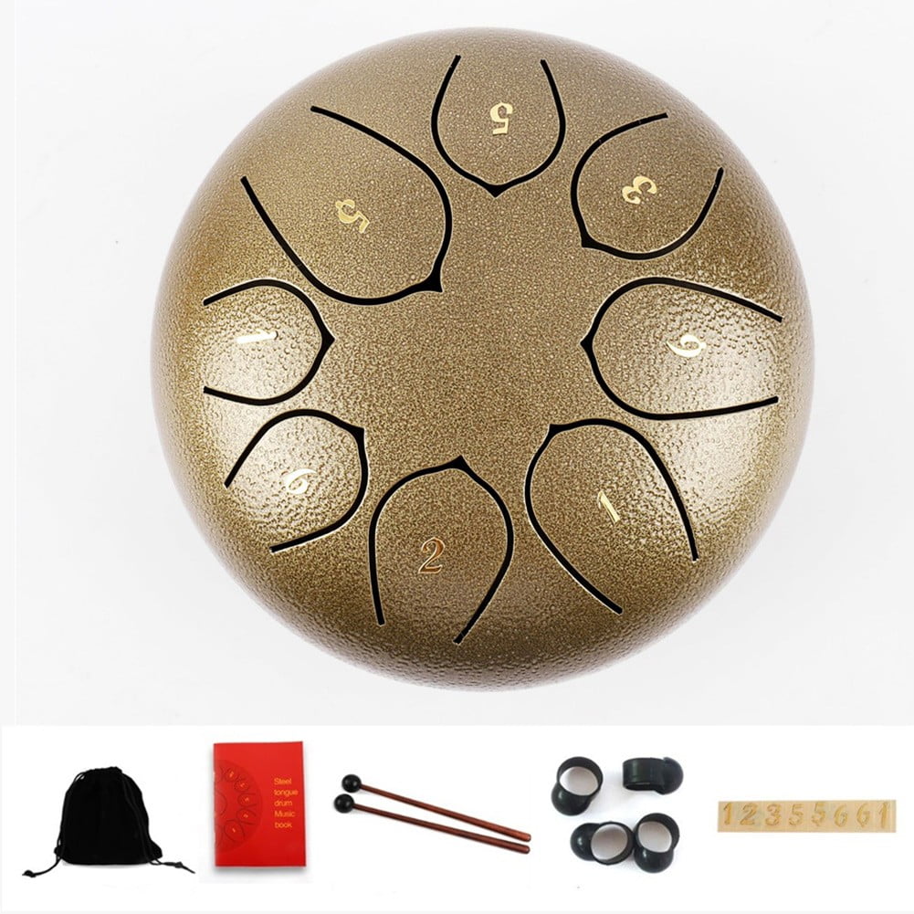 Steel Tongue Drum Set 6 Inch 8 Tune Handpan Drum Percussion Musical