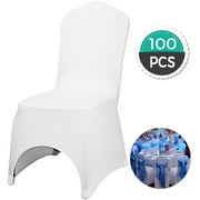 VEVOR White Chair Covers 100 Set of Pcs Spandex Chair Covers for Arched Front Universial Stretch Chair Covers for Wedding Banquet Party Event