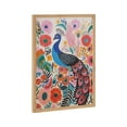 thumbnail image 4 of Kate and Laurel Bright Colorful Boho Peacock and Botanicals Framed Wall Art by The Creative Bunch Studio, 12x16 Natural, Modern Vibrant Peacock Art for Wall, 4 of 7