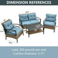 thumbnail image 5 of enyopro All-Weather Rattan Patio Furniture Set of 4, Outdoor Cushioned Conversation Set with Arm Chairs and Coffee Table, Sectional Couch Chair Set for Patio, Deck, Backyard, Garden, Poolside, K3031, 5 of 10