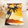thumbnail image 5 of jejeloiu Retro Sunset Palm Bed Sheets For Girls,Tropical Beach Silhouette Full Size Sheets,Orange Black,4-Piece,1 Flat Sheet, 1 Fitted Sheet and 2 Pillowcases, 5 of 6