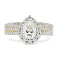 thumbnail image 2 of 1 1/5 ct Round & Pear Diamond Lab Grown Created Halo Two Row Wedding Bridal Ring Set In 14K Yellow Gold (1.20 cttw, G-H/VVS1) Jewelry Gift For Women EGL Certified Ring Size - 8, 2 of 6