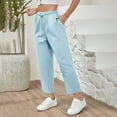 thumbnail image 3 of SNKSDGM Women's Plus Cargo Pants Women Petite Dress Pants Women Petite Short Spring 2025 Drawstring Elastic Casual Cropped Pants for Women's Clothing New Solid Color, 3 of 4