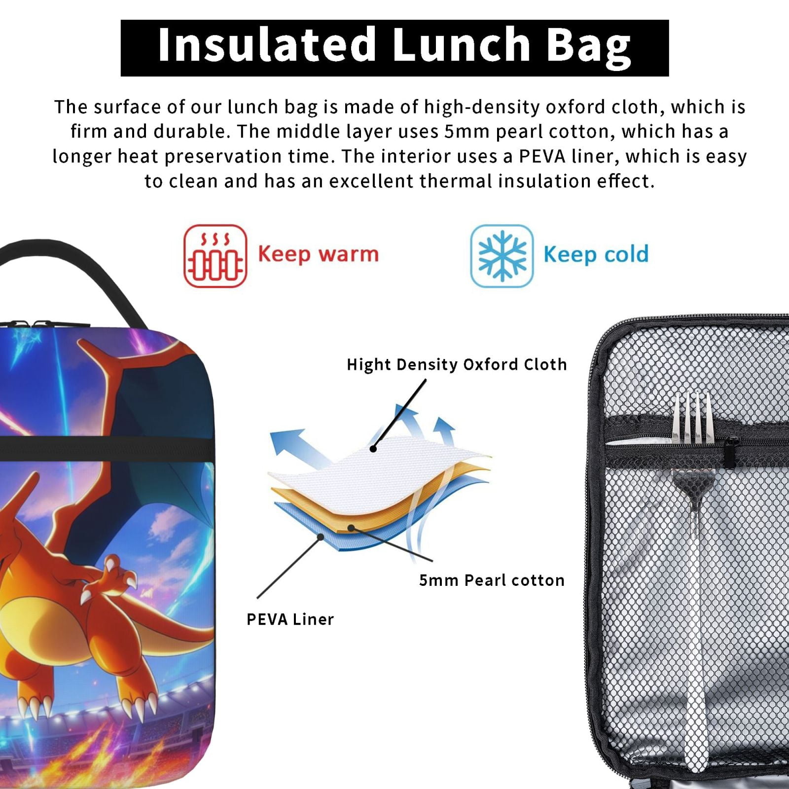 Lunch Bag Tote Bag Portable Insulated Lunch Box For Beach Camping Travel Work School Office