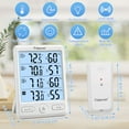 thumbnail image 2 of Geevon Indoor Outdoor Thermometer Wireless, Large LCD Display Digital Hygrometer Thermometer Temperature Humidity Monitor with 3 Remote Sensors and Backlight, Battery-Powered(White With Backlight), 2 of 10