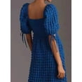 thumbnail image 3 of Women's Textured Sweetheart Neck Short Sleeve Dress with Smocked Bodice and Tied Waist 80% Polyester 20% Cotton, 3 of 18