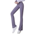 thumbnail image 2 of Baqcunre Women's Solid Elastic High Waist Slim Flares Pants Yoga Sports Running Pants,Size XL,Yoga Pants Women,Yoga Leggings,Workout Leggings for Women,Flare Leggings,,Purple, 2 of 4