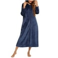 thumbnail image 3 of CAIXIA Womens Robes Cotton Women's Soft Flannel Long Sleeve Zip Up Sleepwear Robe Cozy Loungewear With Pockets Home Wearable Blanket For Relaxation, 3 of 4