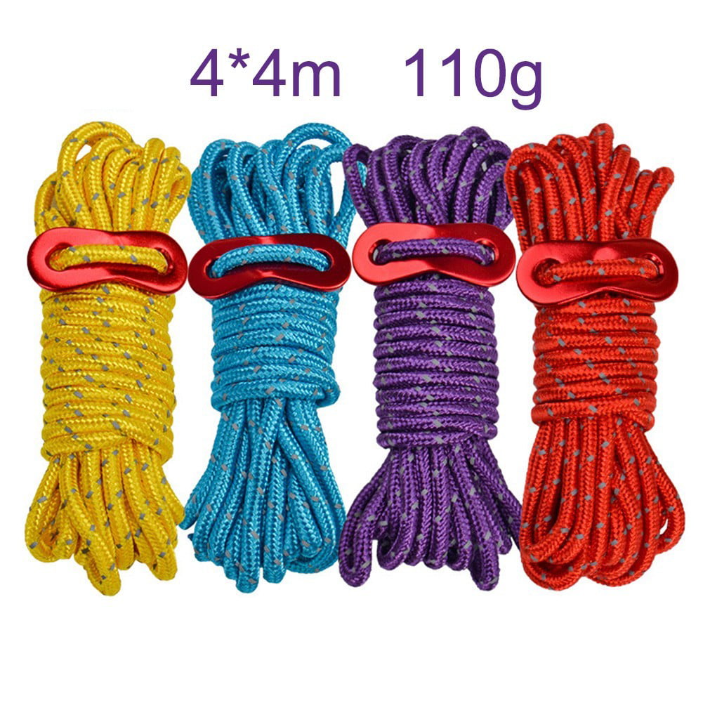 X4 GLOW IN THE DARK REFLECTIVE GUY LINE ROPES AND RUNNERS 3M TENT CAMPING ROPE 