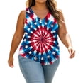 thumbnail image 5 of Crgrtght Plus Size Tank Tops for Women Tie Dye V Neck Sleeveless Graphic Casual Holiday Beach Summer Loose Flowy Blouse, Blue XXL, 5 of 7