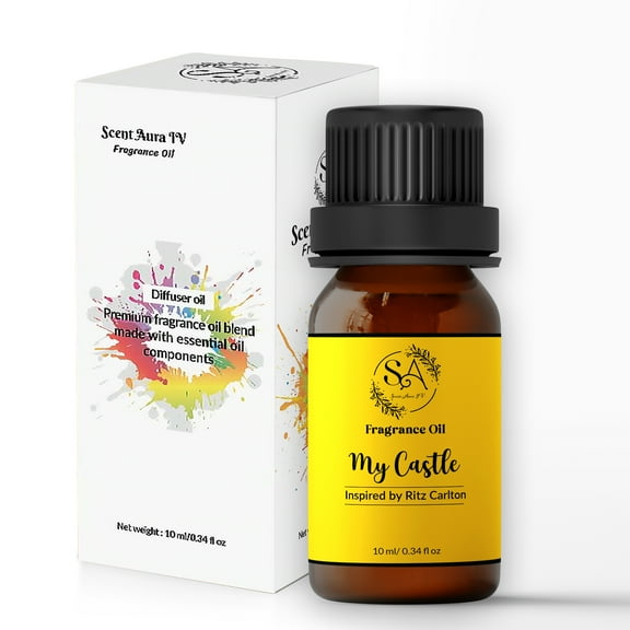 Scent Aura IV My Castle Fragrance Oil, Hotel Diffuser Oil Inspired by Ritz Carlton (0.34 Fl OZ|10ml, op Note: Bergamot, Bamboo Middle Note: White Tea, Orange Blossom Base Note: Green Tea, Amber)