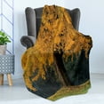 thumbnail image 4 of Tree Soft Flannel Fleece Throw Blanket, Old Tree with Leaves During Fall Evergreen Forest at the Back Seasonal Art, Cozy Plush for Indoor and Outdoor Use, 50" x 60", Earth Yellow Brown, by Ambesonne, 4 of 5