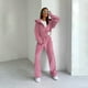 thumbnail image 2 of Conjunto de chándal de terciopelo para mujer, sudadera de 2 piezas, pantalones de chándal, sudadera con capucha y cremallera completa, sudadera con bolsillo, ropa deportiva informal de otoño, 2 of 5