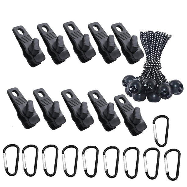 30x/Set Clips para lona cuerdas de mosquetón herramientas de Camping Clip de lona de agarre reutilizable Estilo C