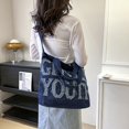 thumbnail image 1 of Bolsa A Cuestas Bolso Unisex Denim Tote Carta Compras Gran Capacidad Hombro Azul Oscuro Azul, 1 of 8