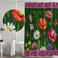 thumbnail image 5 of Spring Flowers Shower Curtain, Waterproof Shower Curtains for Bathroom, Purple Boho Farmhouse Botanical Florals Washable Fabric Bathtub Curtain Set Bath Decor with 12 Hooks Extra Long 72"x96", 5 of 8