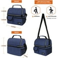 thumbnail image 4 of OPUX Insulated Dual Compartment Lunch Bag for Men, Women | Double Deck Reusable Lunch Pail Cooler Bag with Shoulder Strap, Soft Leakproof Liner | Large Lunch Box Tote for Work, School (Navy), 4 of 4