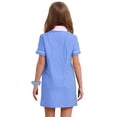 thumbnail image 2 of Moggemol Robe d'École à Carreaux pour Filles, Manches Courtes, Robe Trapèze, Uniforme Scolaire pour Quotidien, Décontracté, Fête, Bleu 14, 2 of 5