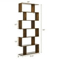 thumbnail image 2 of Gymax 2 PCS 6 Tier S-Shaped Bookshelf Storage Display Bookcase Z-Shelf Coffee, 2 of 10