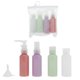 thumbnail image 1 of Botellas de viaje de 5 piezas para artículos de tocador, contenedores a prueba de fugas, juego de botellas de viaje recargables en rosa, púrpura, verde y blanco, 1 of 5