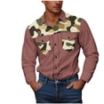 thumbnail image 4 of DDAPJ pyju Mens Western Shirts Long Sleeve Cowboy Shirts for Men Casual Button Down Shirts Camo Work Shirt with Pockets Pink S, 4 of 8