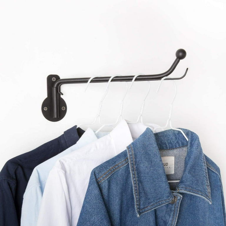 Wall Mounted Clothes Hanger with Swing Arm Holder Valet Hook Metal